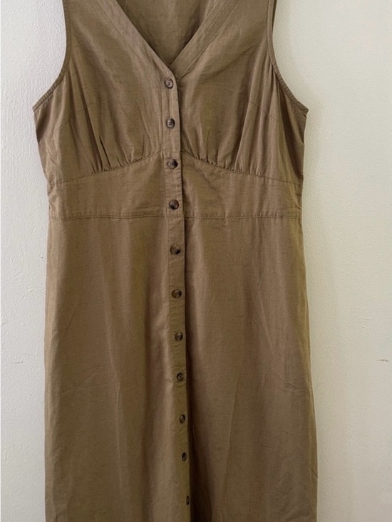 Pact Dresses & Skirts - Pact Khaki Green Canopy Linen-Blend Button-Front Dress Sz M